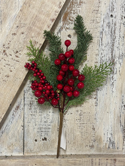 14 Inch Red Berry Holly Spray