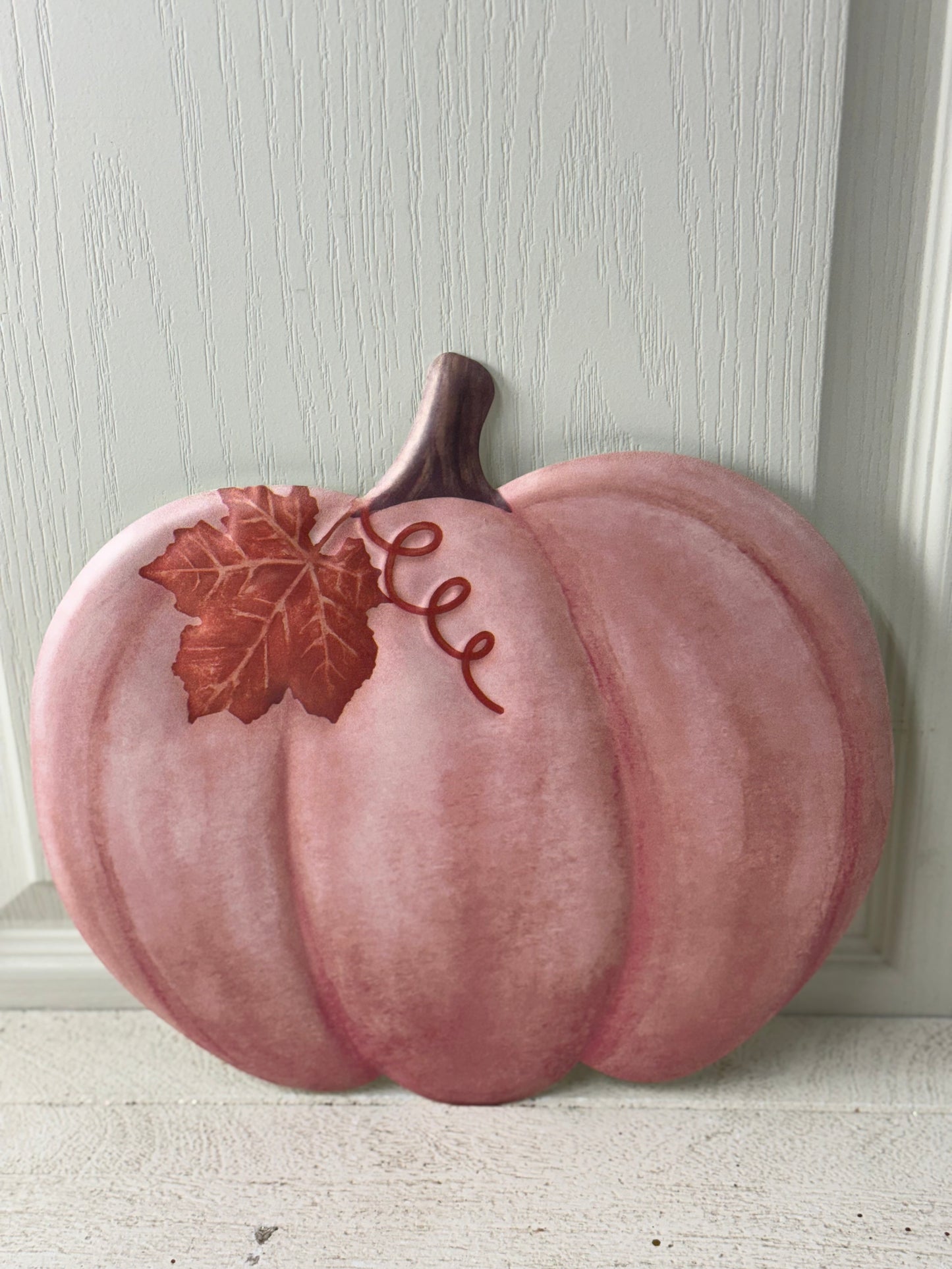 12 Inch Dusty Rose Pumpkin Metal Sign