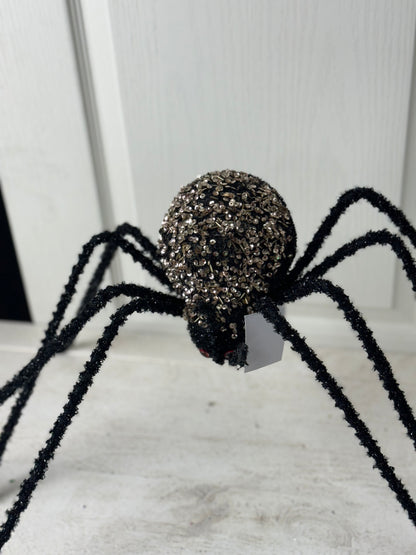 18.5 Inch Wide Black And Champagne Sequin Beaded Spider