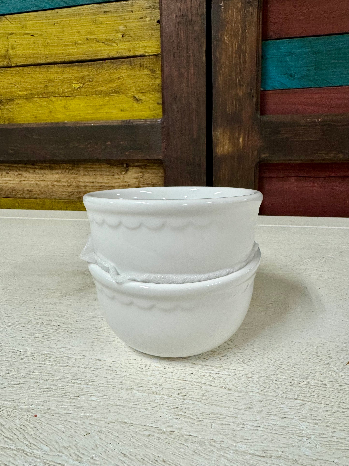 Set Of Two Ceramic Serving Popcorn Bowls