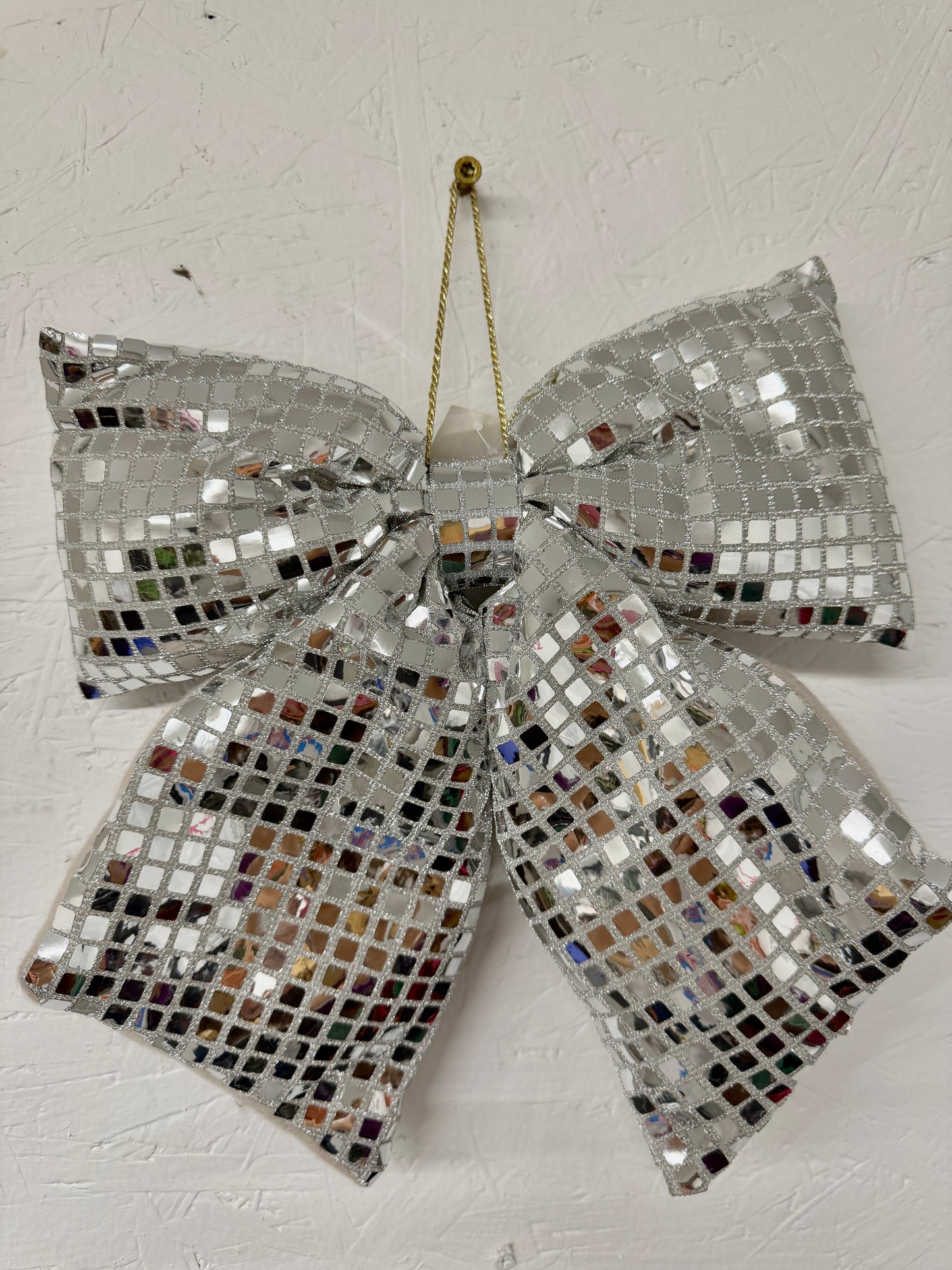 12 Inch Silver Bow Ornament
