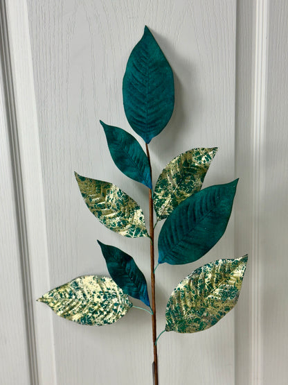 27 Inch India Blue Magnolia Leaf Spray