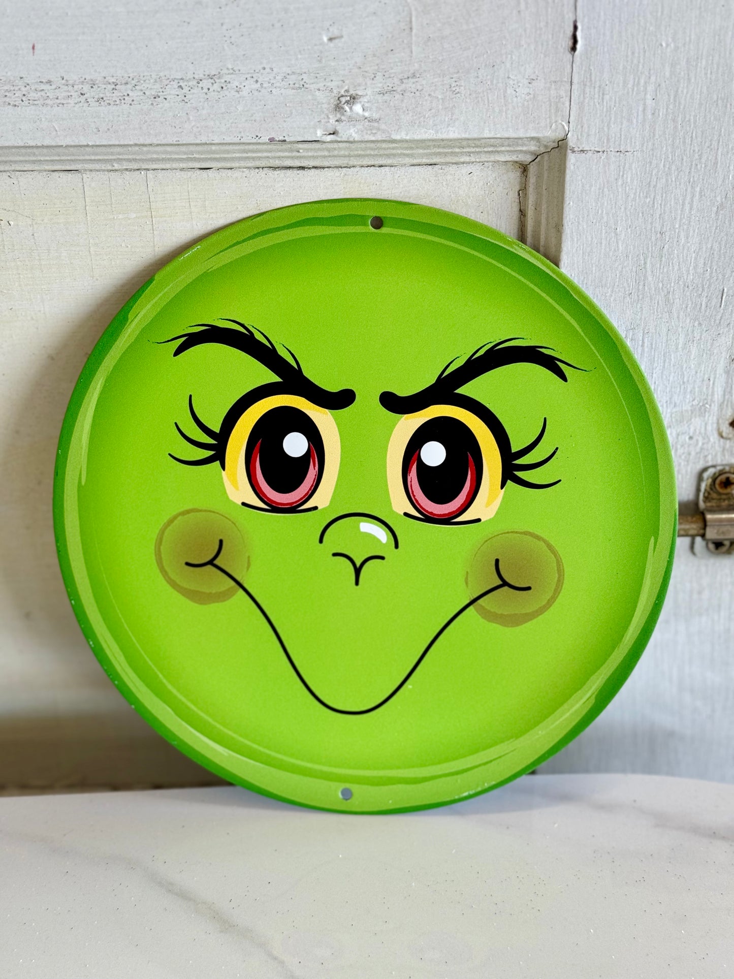 8 Inch Metal Green Monster Face