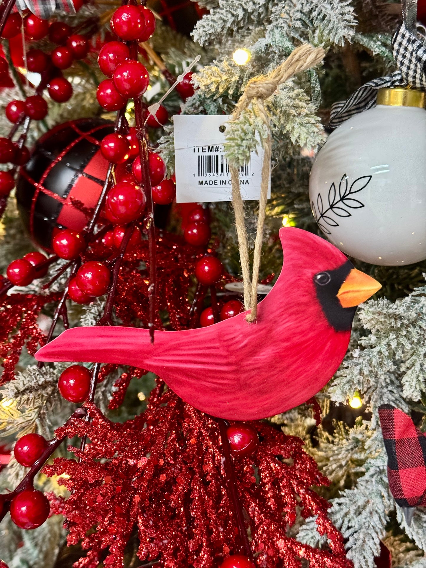 5.5 Inch Red Double Sided Metal Cardinal Ornament