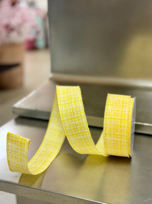 1.5 Inch By 10 Yard Yellow Cross Check Ribbon