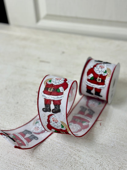 2.5 Inch By 10 Yard Standing Santa Ribbon