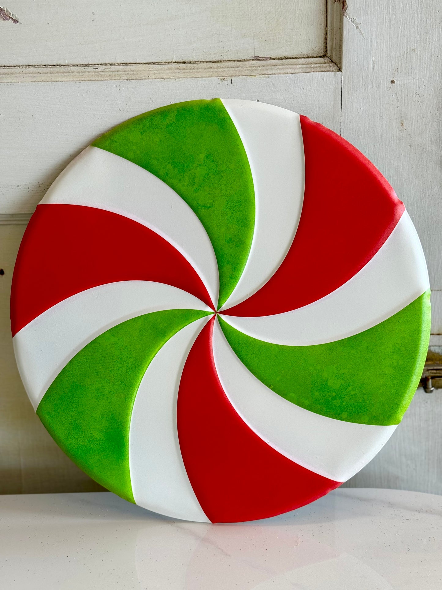 Red Lime And White Peppermint Candy Metal Sign