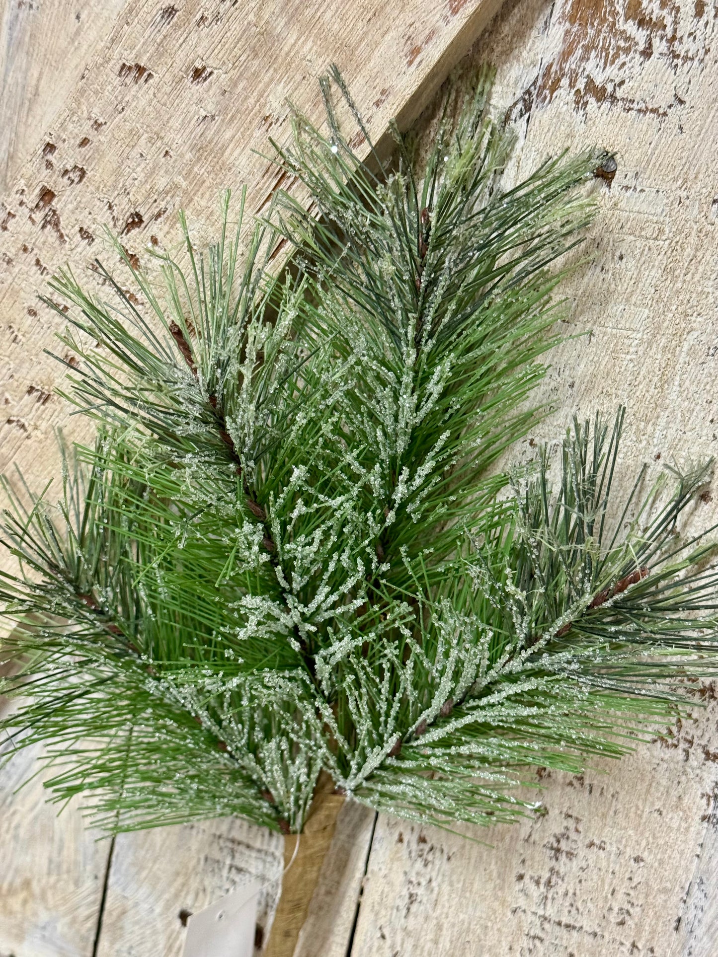 16 Inch Green Pine With Snow Bush