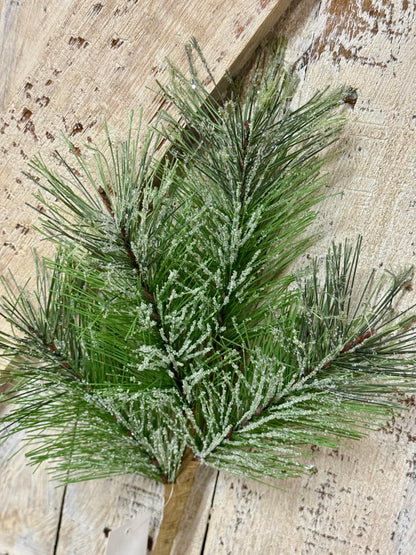16 Inch Green Pine With Snow Bush