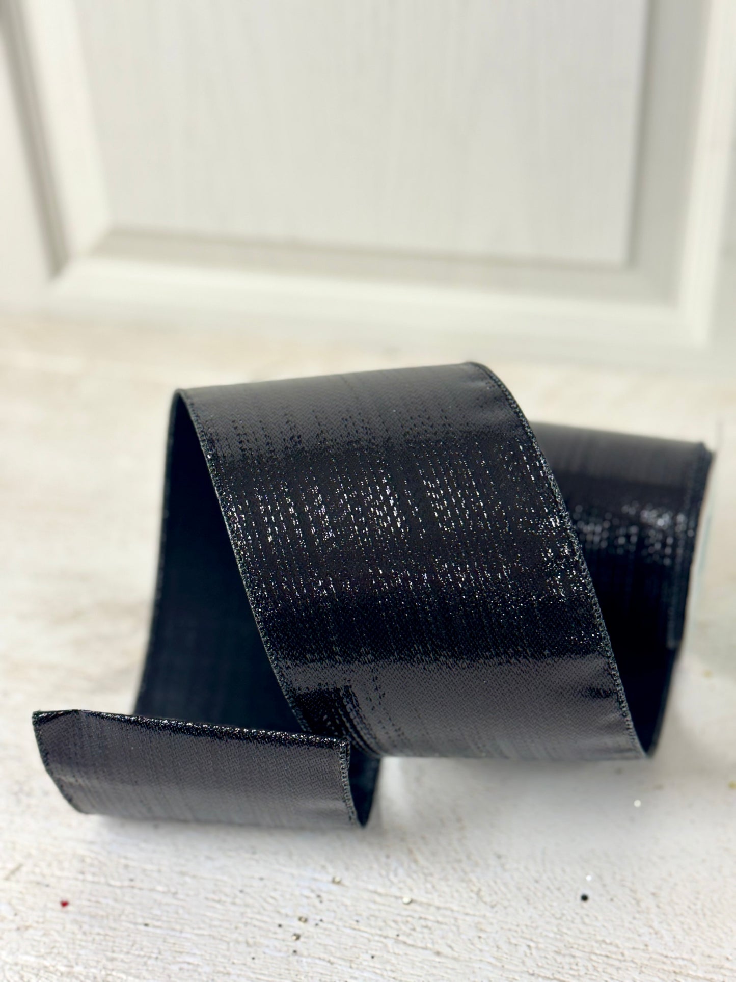 4 Inch by 10 Yard Black Metallic Ribbon