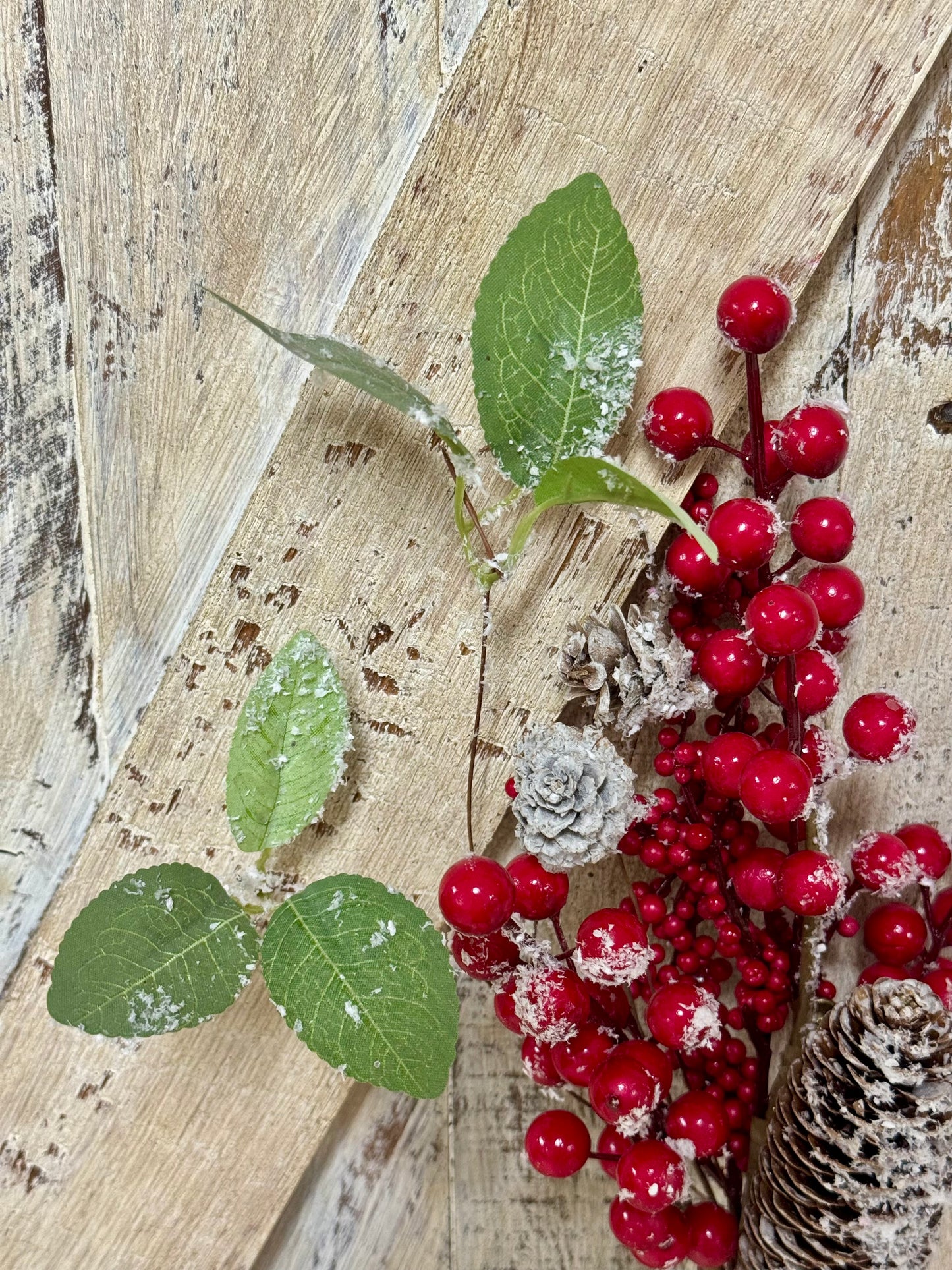 14 Inch Red Berry Pinecone Snow Pick