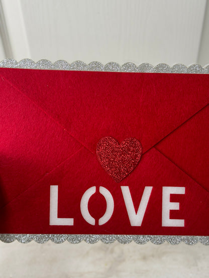 13 Inch Felt Red And White Love Envelope