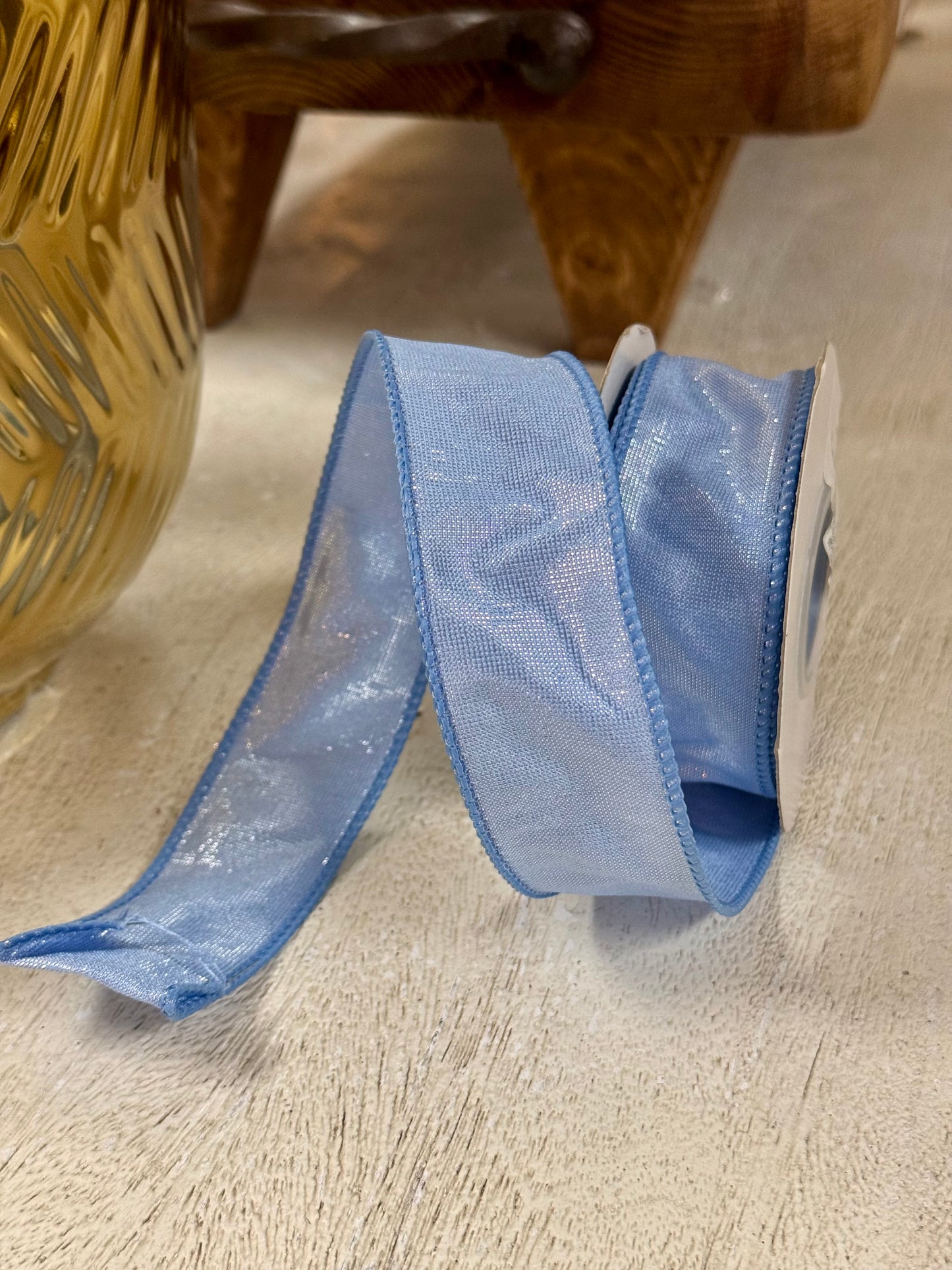 1.5 Inch By 10 Yard Light Blue Glimmer Taffeta Ribbon