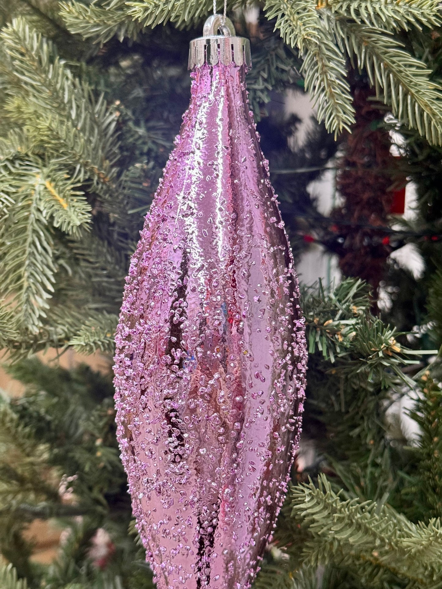 10.5 Inch Pink Ice Finial Ornament