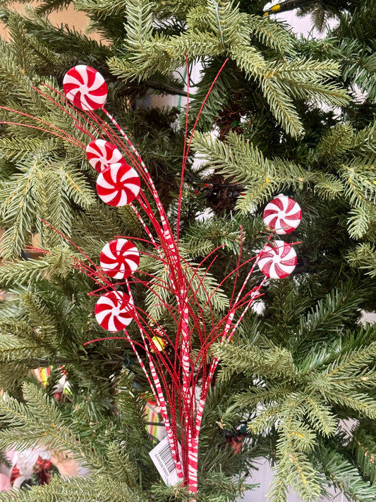 31.5 Inch Red And White Peppermint Spray