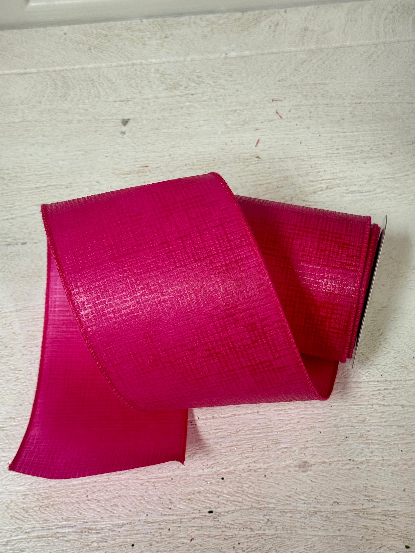 4 Inch By 10 Yard Hot Pink Cross Hatch Ribbon