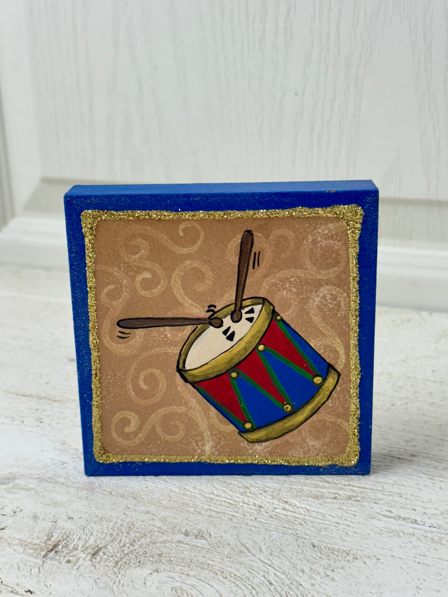 4 Inch Twelve Drummers Drumming Hand Painted Canvas