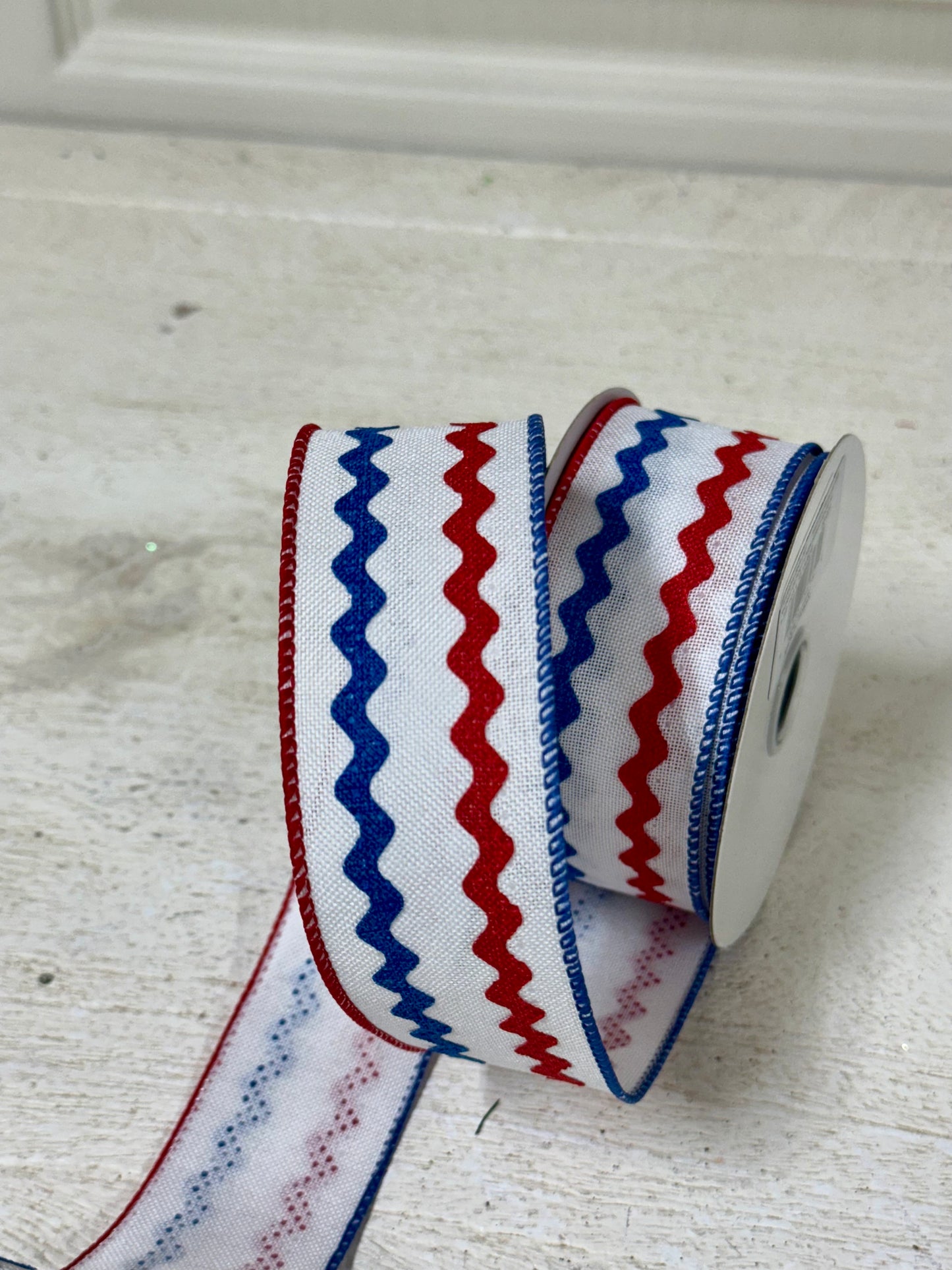 1.5 Inch By 10 Yard Red White And Blue Ric Rac Ribbon