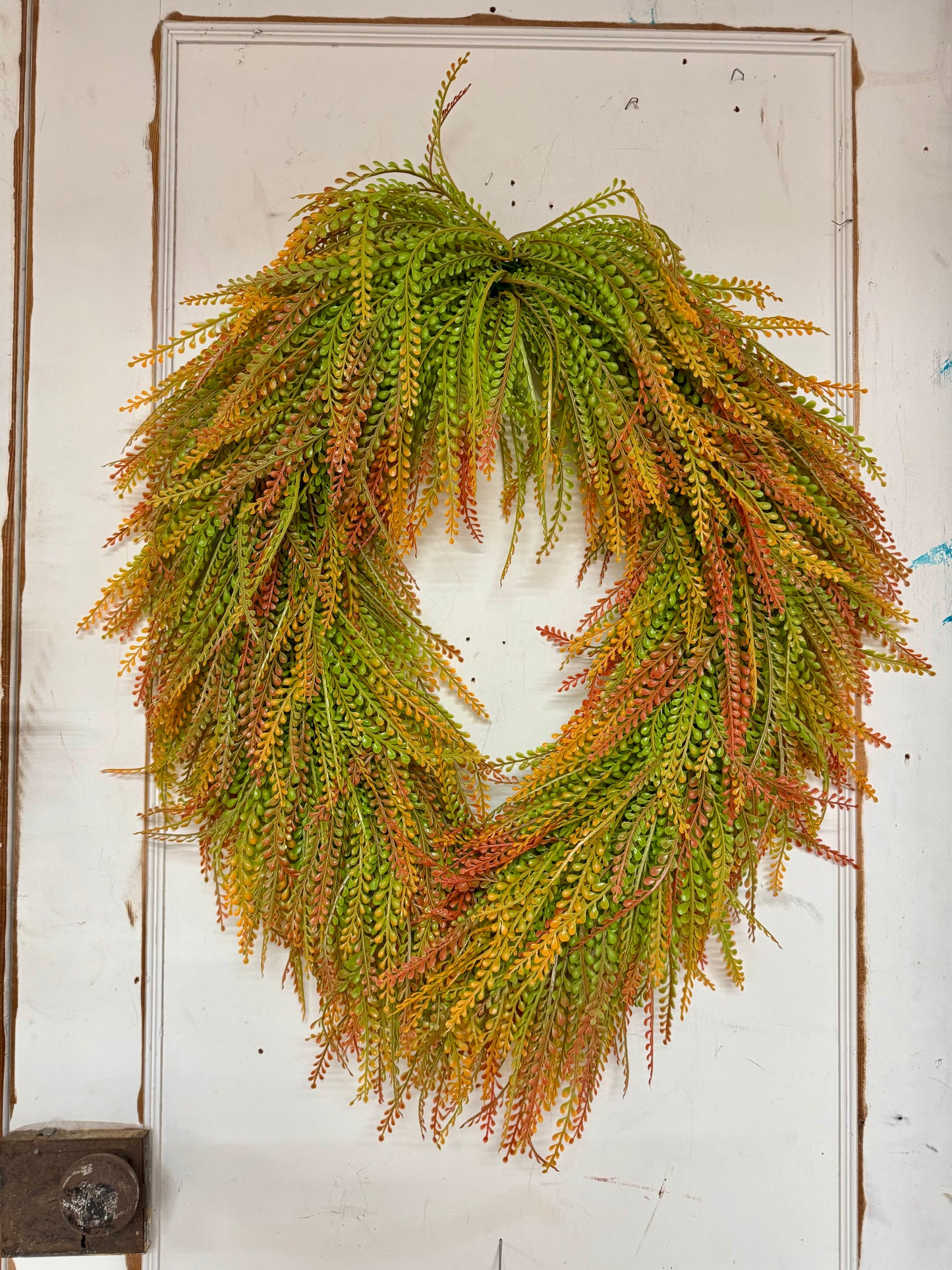 32 Inch Orange And Green Oval Fall Bead Grass Wreath