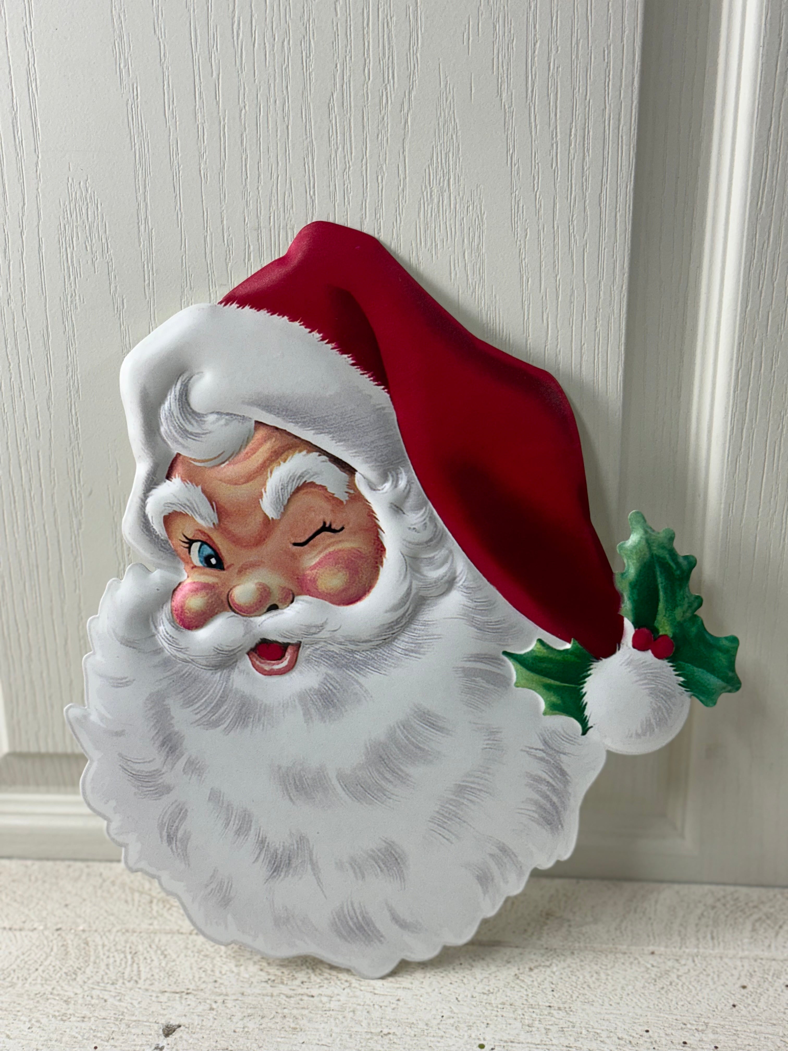 ヴィンテージARTサイン入りサンタ2体 12 Inch Metal Winking Santa Face Sign – TMIGifts