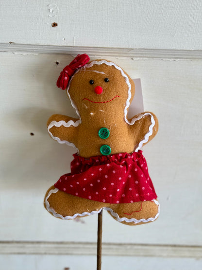 Felt Gingerbread Girl And Boy Pick