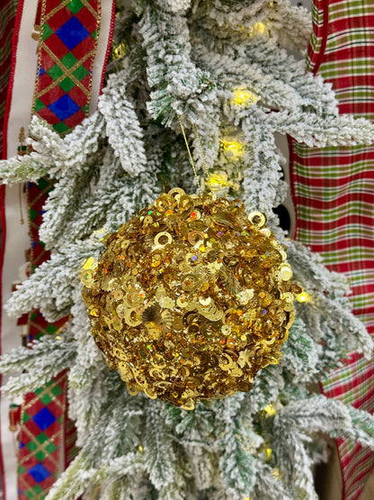 5 Inch Gold Sequin Glitter Ornament
