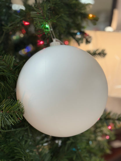 8 Inch Matte White Smooth Ornament Ball