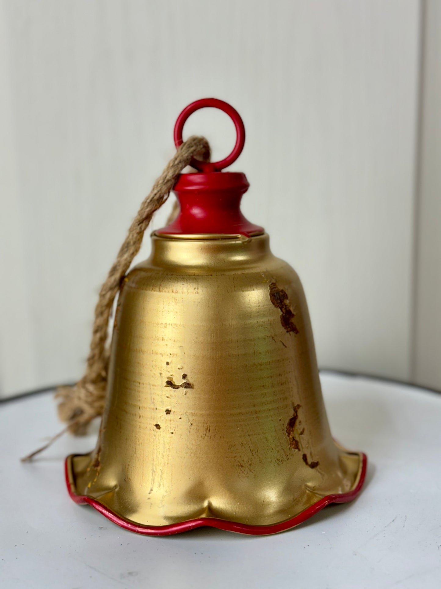 Large Gold And Red Ruffle Bell Hang