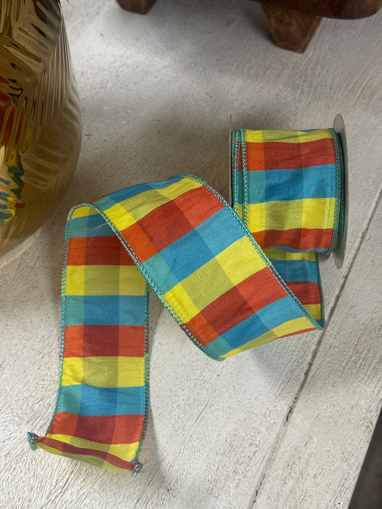 2.5 Inch By 10 Yard Lavalette Dupioni Check Ribbon