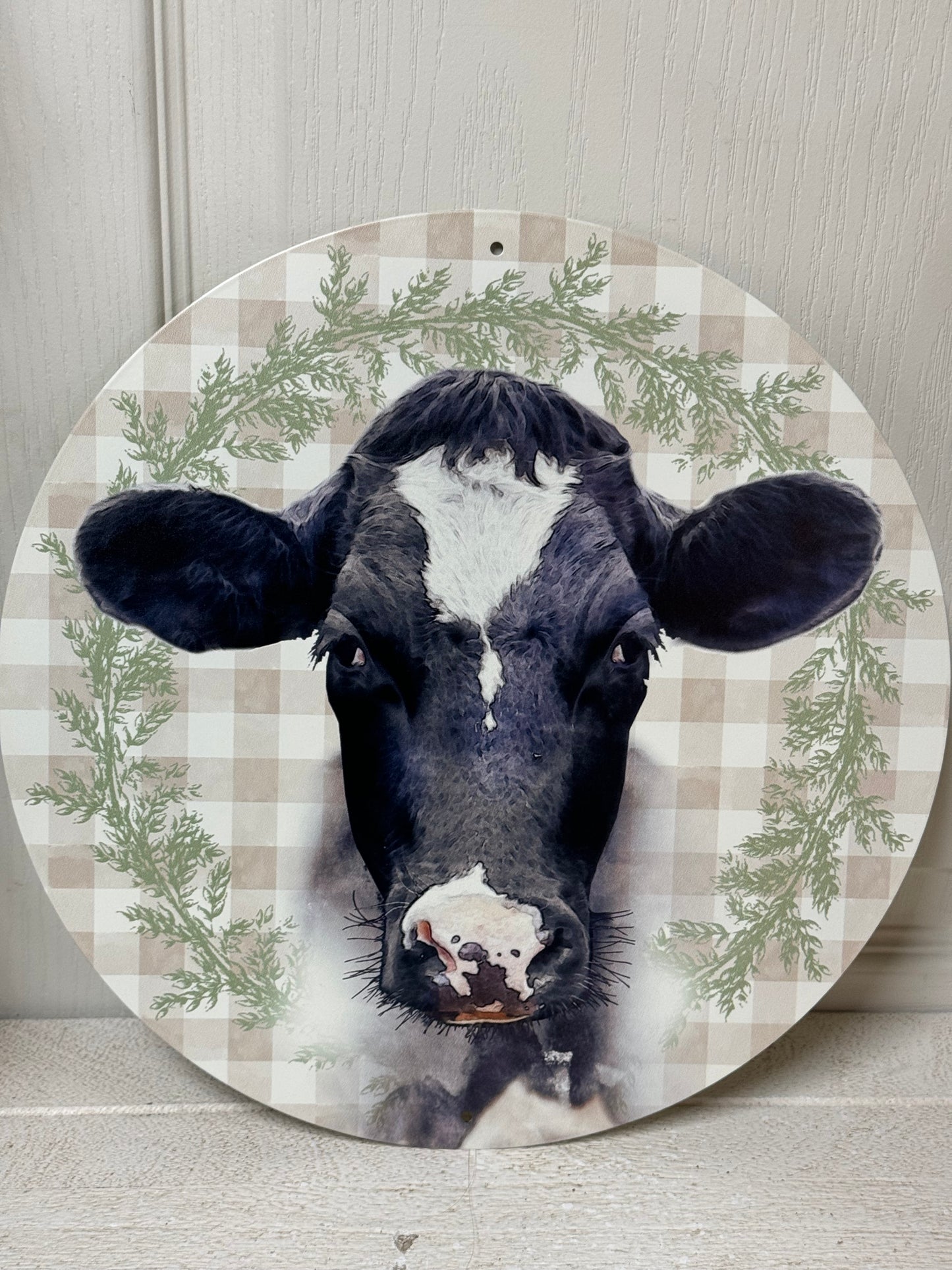 12 Inch Bessie The Cow Metal Round Sign