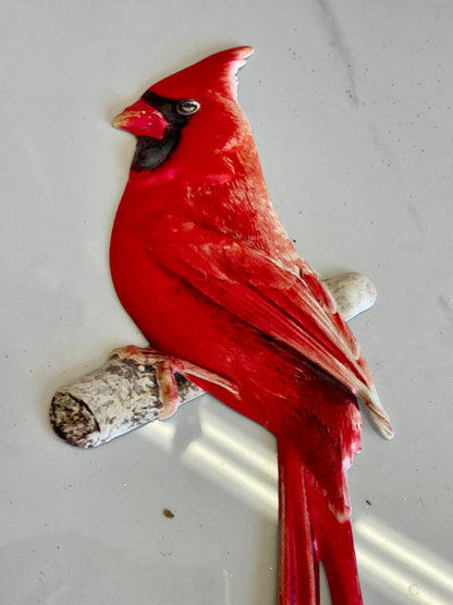 10.5 Inch Metal Cardinal On Branch Sign