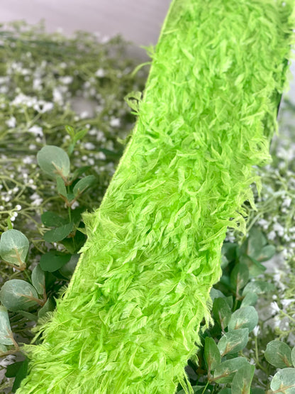 4 Inch By 10 Yard Monster Lime Green Furry Ribbon