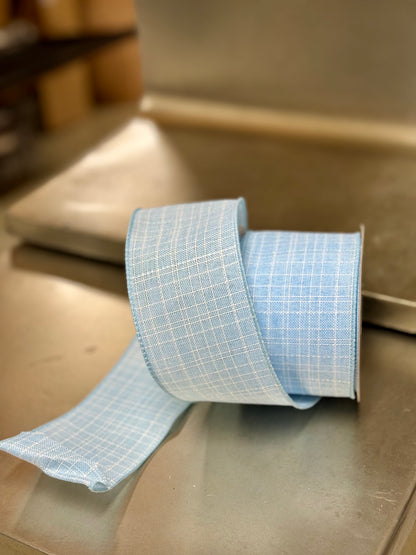 2.5 Inch By 10 Yard Blue Check Burlap Ribbon