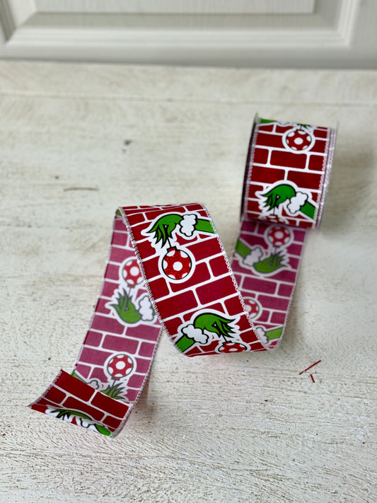 2.5 Inch By 10 Yard Monster Hand Holding Ornament Ribbon