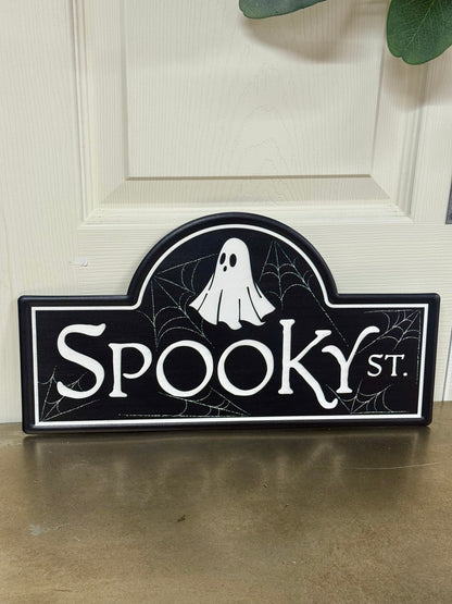 15 Inch Spooky Street Ghost Street Metal Sign