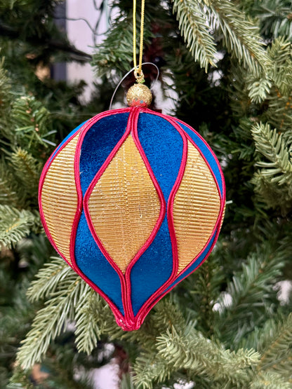 6 Inch Velvet Harlequin Onion Ornament Two Styles