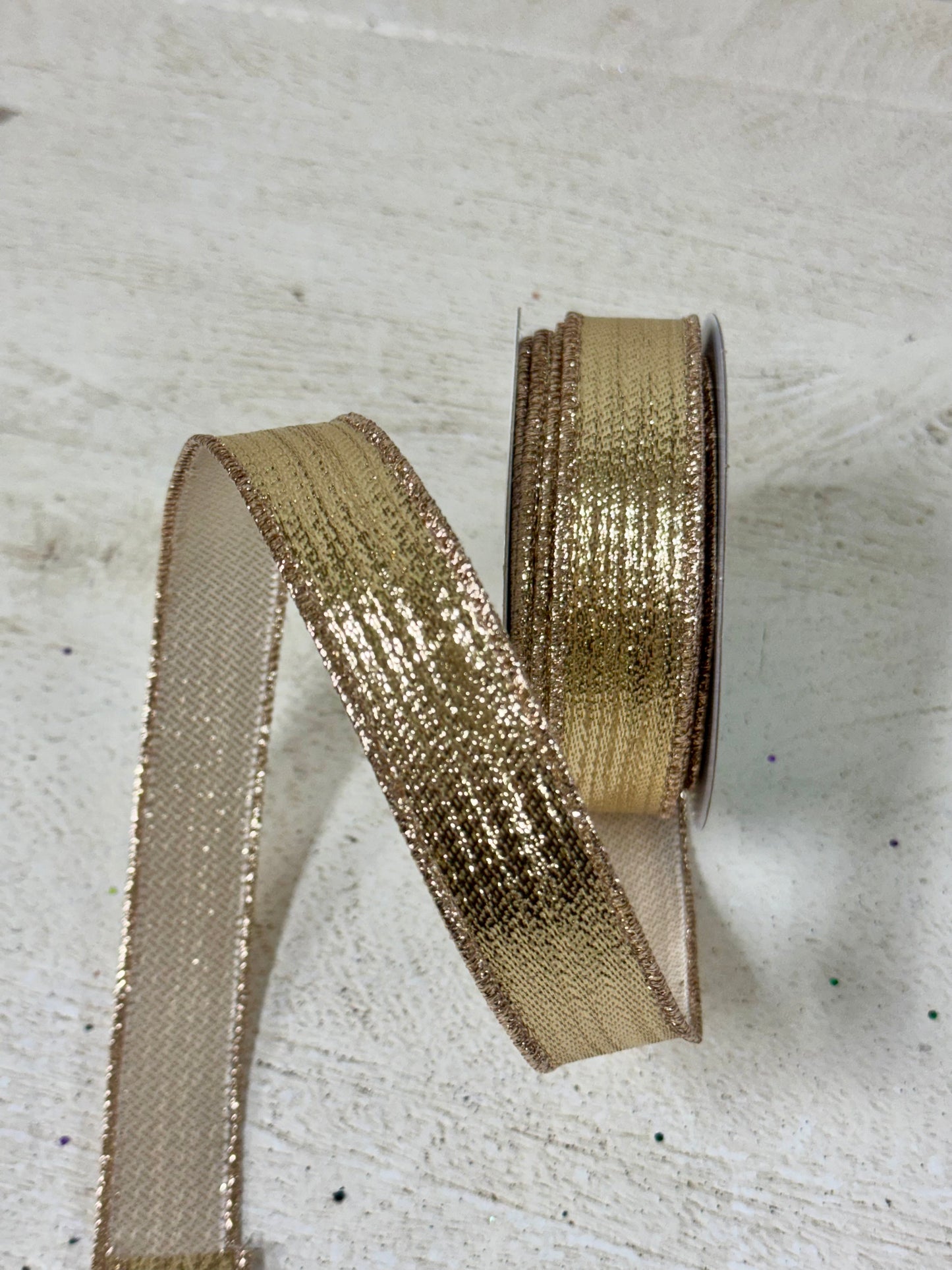 7/8 Inch By 10 Yard Champagne Gold Ribbon
