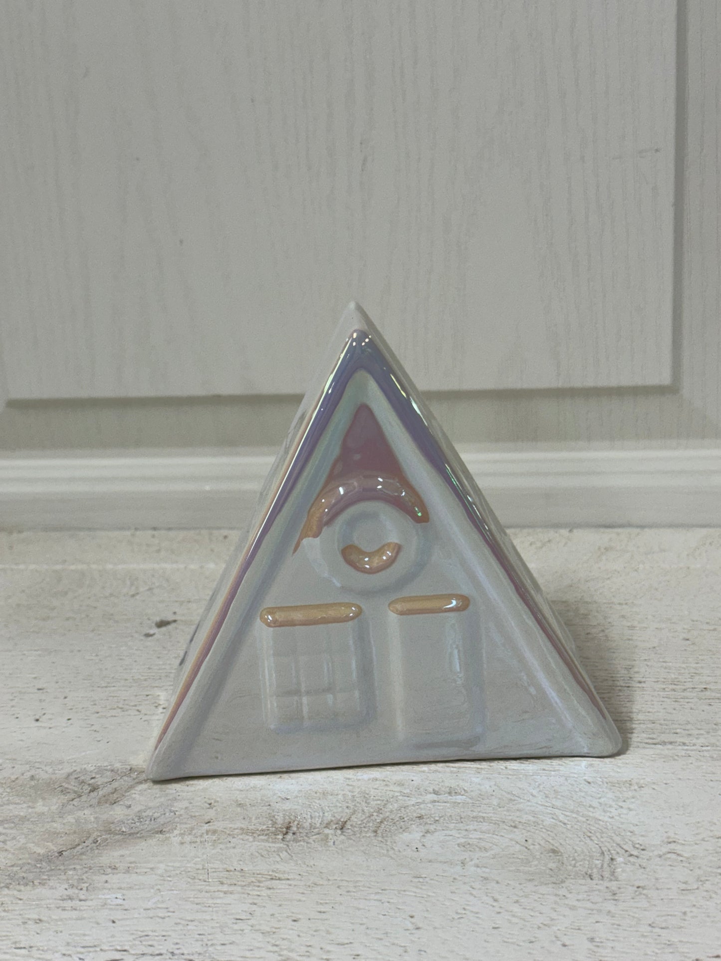 5 Inch Iridescent Triangle Ceramic House