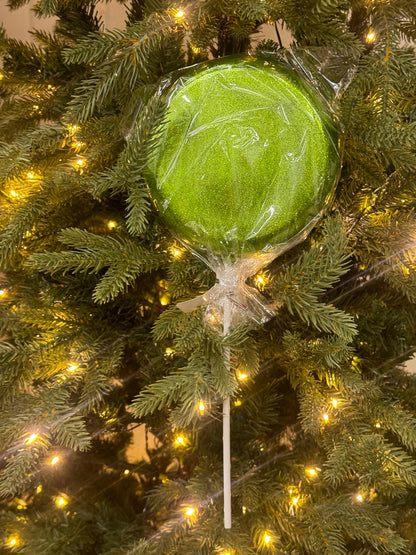 6 Inch Lime Green Glitter Lollipop With Stick