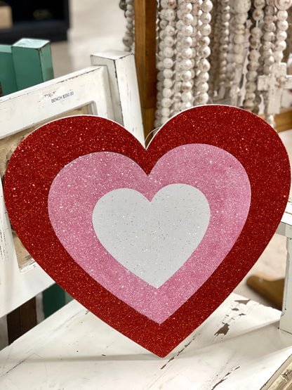 Red Pink And White Glittered Eva Heart