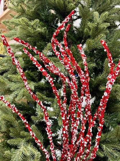 29 Inch Red And White Sequin Curly Spray