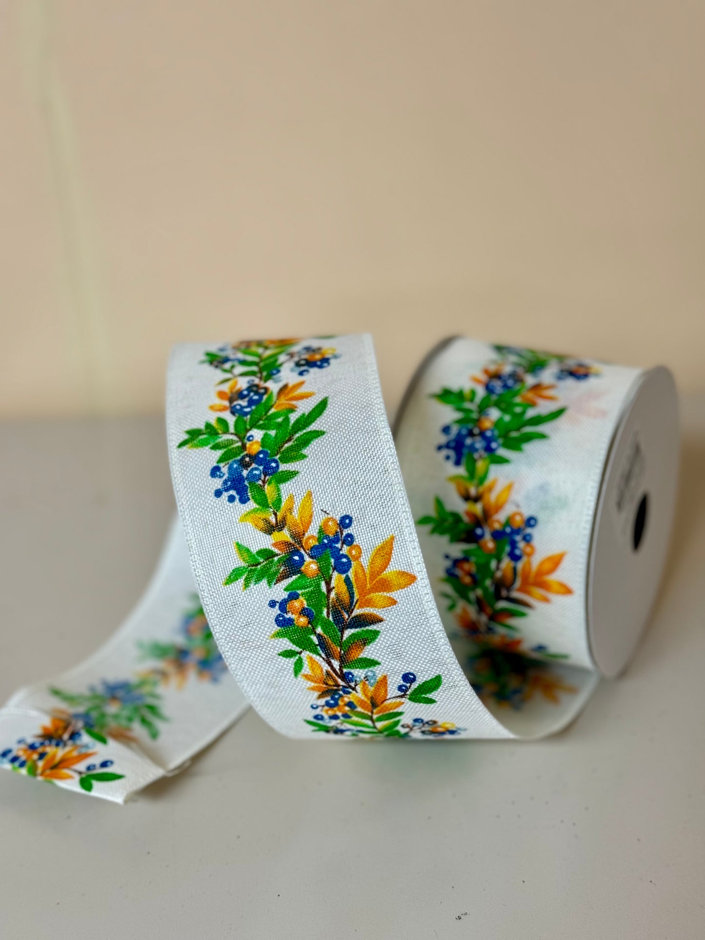 2.5 Inch By 10 Yard Blueberry Fall Garland Ribbon