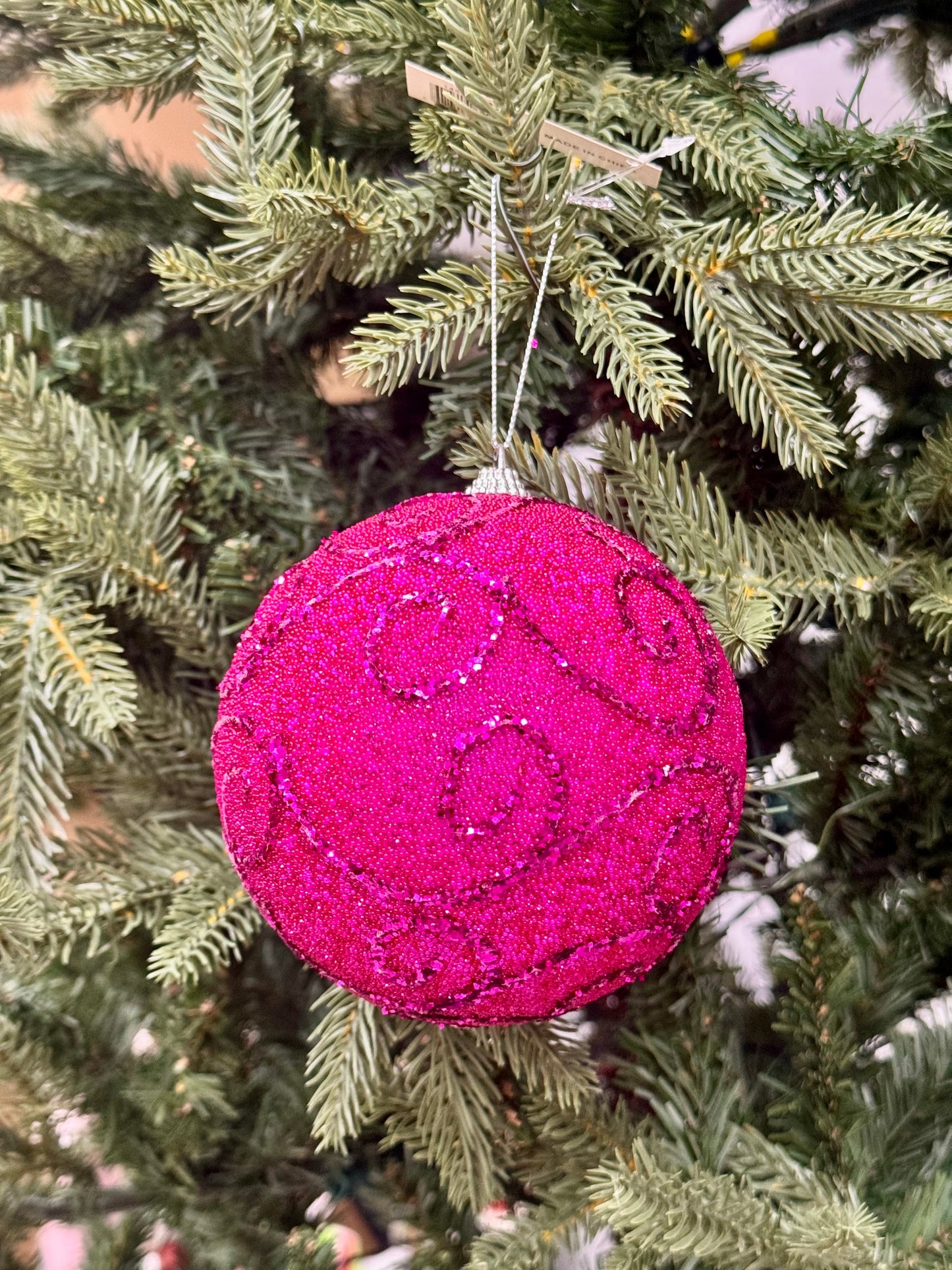 5 Inch Beauty Pink Beaded Ornament Ball