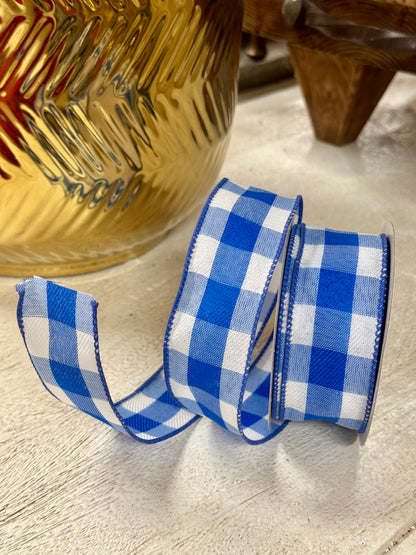 1.5 Inch By 10 Yard Royal Blue Celine Check Plaid Ribbon