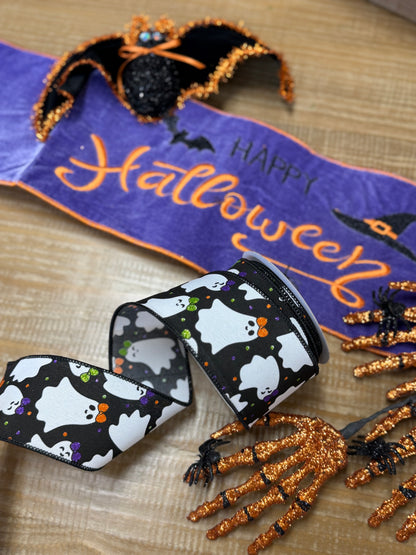 2.5 Inch By 10 Yard Ghosties With Bows Ribbon