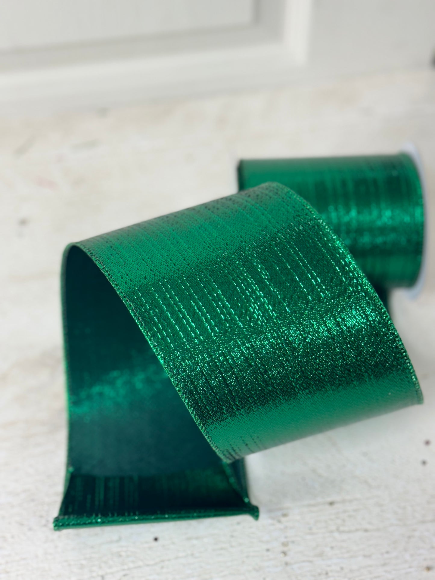 4 Inch By 10 Yard Emerald Green Metallic Ribbon