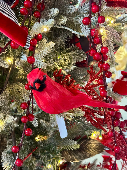 7 Inch Red Feather Cardinal With Clip
