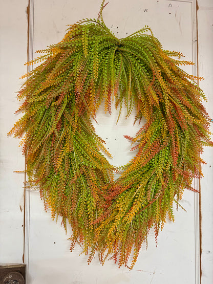 32 Inch Orange And Green Oval Fall Bead Grass Wreath