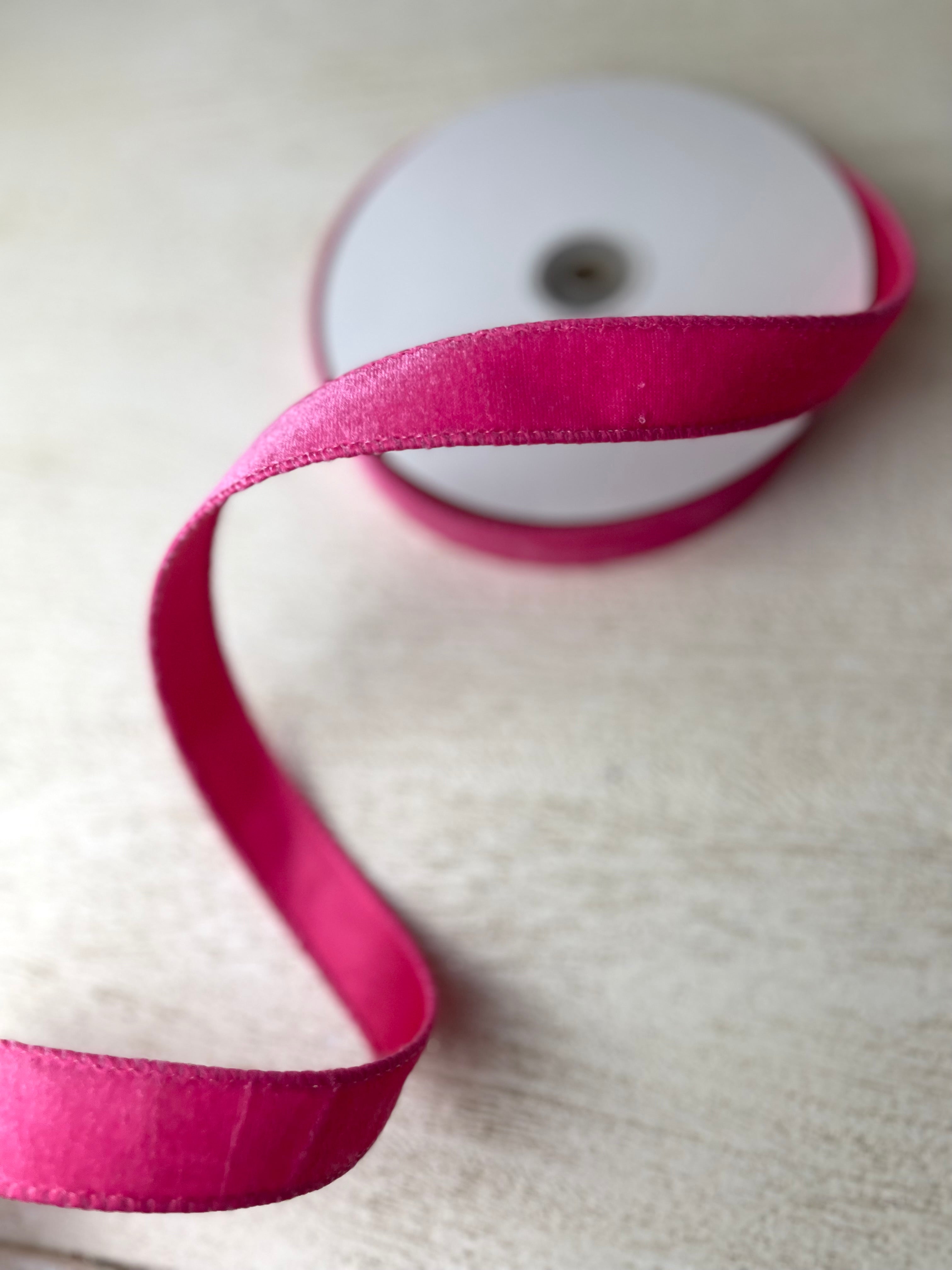 Pink Velvet Ribbon • offers Pink Ribbon • 10 yards x 4 inch wired ribbon by d. stevens