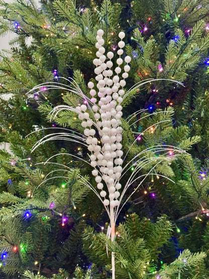 28 Inch White Glitter Ball Spray